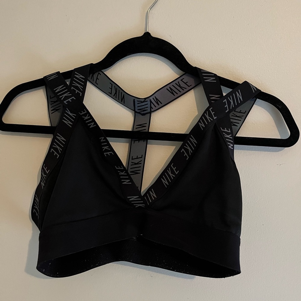 Super cute scrappy black Nike sports bra